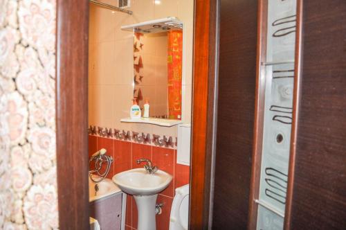 ヤロスラヴリにあるАпартаменты на Угличскойの小さなバスルーム(洗面台、トイレ付)