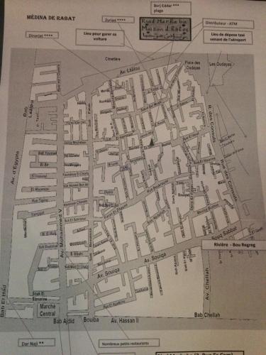 a drawing of a map of a city at Riad Marhaba in Rabat