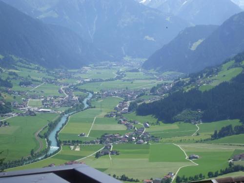 an aerial view of a village in the mountains at Bloserhof Hauser in Zellberg