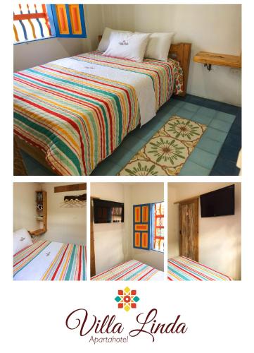 a collage of pictures of a bedroom with a bed at Villa Linda ApartaHotel in Jericó