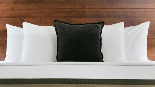 a bed with white pillows and a black pillow at Best Western Plus Columbia River Inn in Cascade Locks