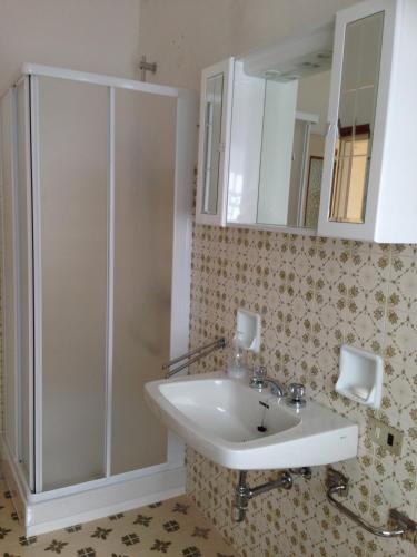 a bathroom with a sink and a shower at Casa Irene in Perledo