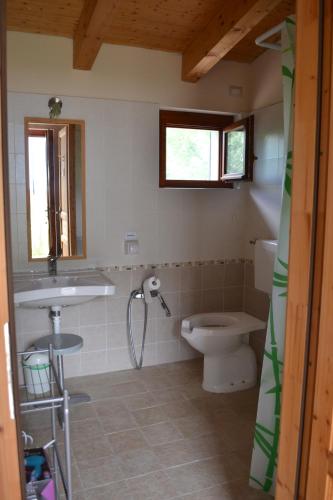 TerruggiaにあるCascina Trapellaのバスルーム(トイレ、洗面台付)