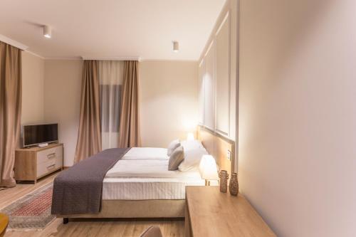 a hotel room with a bed and a television at Zlatibor Hills in Zlatibor