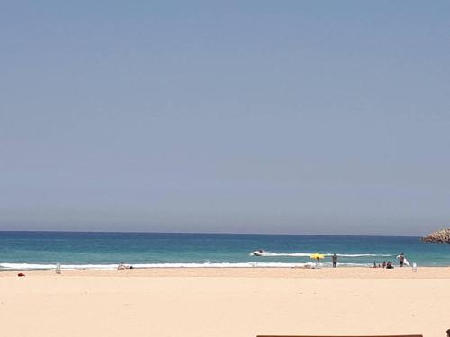 a group of people on a beach with the ocean at Villa Miami in Ashdod