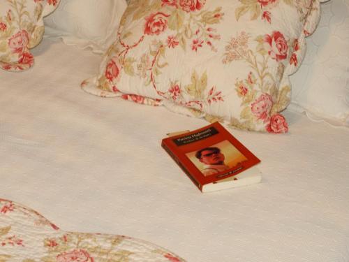 a book sitting on top of a bed at Casa del Infanzón in Sos del Rey Católico