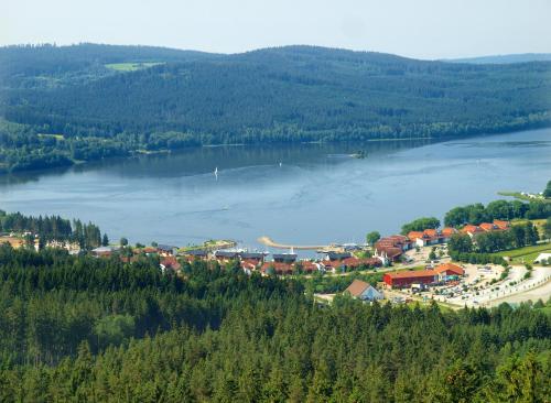 a small town on the shore of a lake at Apartmány Pinie Lipno in Lipno nad Vltavou
