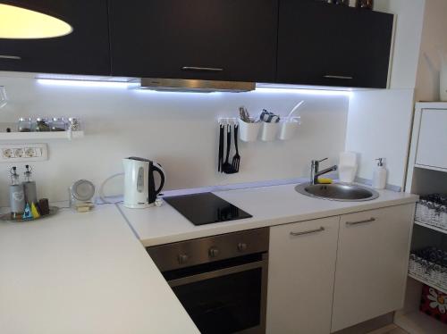 Η κουζίνα ή μικρή κουζίνα στο New Studio Apartment Sun with free parking