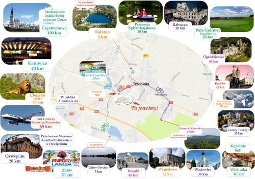 a map of ireland with cities and landmarks at Rezydencja Pod Zegarem in Trzebinia