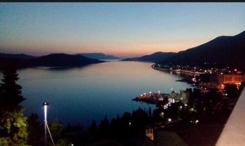 a view of a large body of water at night at Apartment Feral in Neum