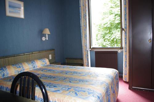 Un pat sau paturi într-o cameră la Hôtel du Lion