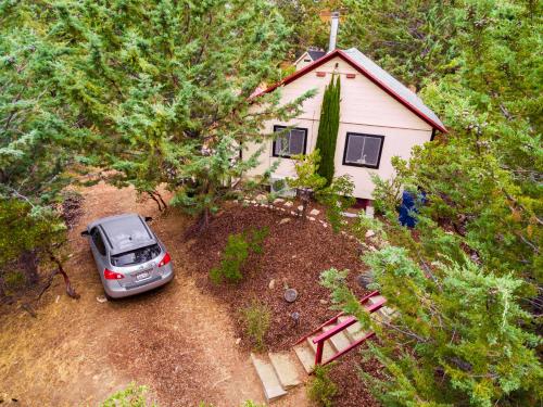 an aerial view of a car parked in front of a house at Time Traveler Retreat in Julian