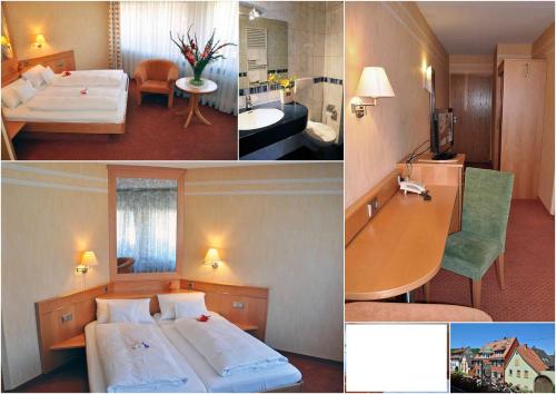 a collage of three pictures of a hotel room at Landgasthof zum Lamm in Bahlingen