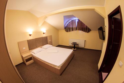 1 dormitorio con 1 cama grande en una habitación en Vila Bueno Sat Vacanta en Mamaia