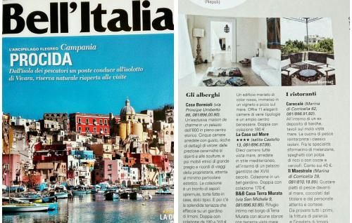 a page of a magazine with a picture of a city at Casa Bormioli - Maison de Charme in Procida