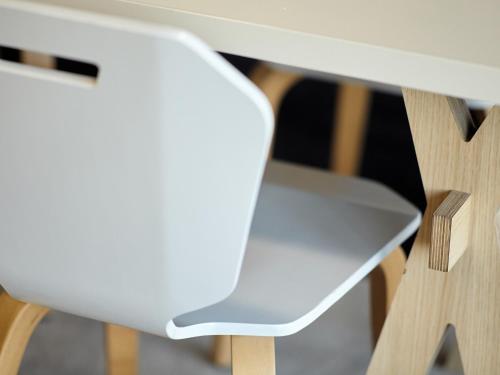 a close up of a white desk and chair at B&B HOTEL Angers 2 Université in Beaucouzé