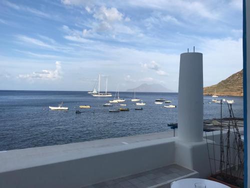 a view of a harbor with boats in the water at Da Nino sul mare Filicudi in Filicudi