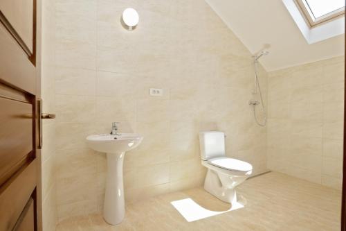 a bathroom with a toilet and a sink at Thermal Family Resort in Baile Felix