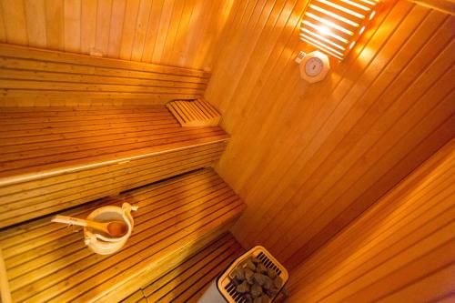 an overhead view of a sauna with a toilet in it at Villa Rose in Sarajevo