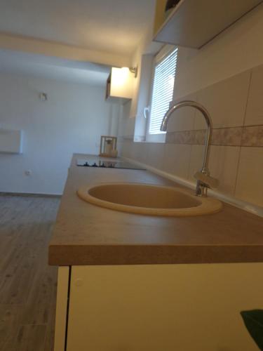 eine Küchentheke mit einem Waschbecken im Zimmer in der Unterkunft Apartment Ban in Šibenik