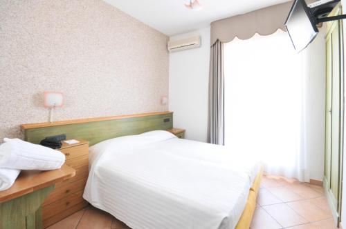 - une chambre avec un lit et une fenêtre dans l'établissement Hotel Plaza, à Lido degli Estensi