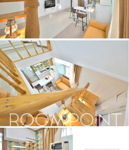two views of a living room and dining room at Oedo Tour Pension in Geoje 