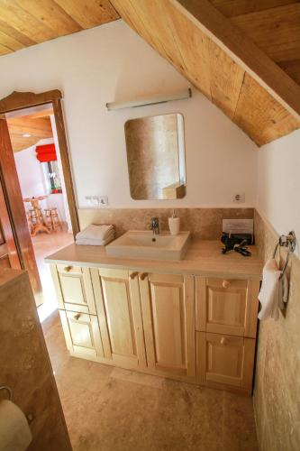 a bathroom with a sink and a mirror at Vila Vista Sovata in Sovata