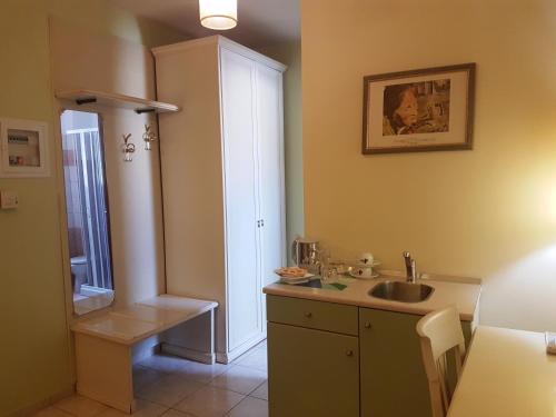 a bathroom with a sink and a toilet in it at Yiannis Apartments in Ioannina