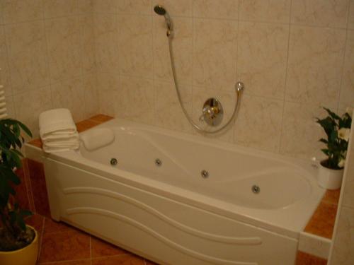 a white bath tub in a bathroom at Appartements Sonnwend in Gerlos