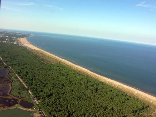 an aerial view of a beach and the ocean at Hotel Umberto in Rosolina Mare