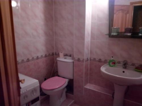 チョロノモスクにあるlarge apartment near seaのバスルーム(ピンクのトイレ、シンク付)