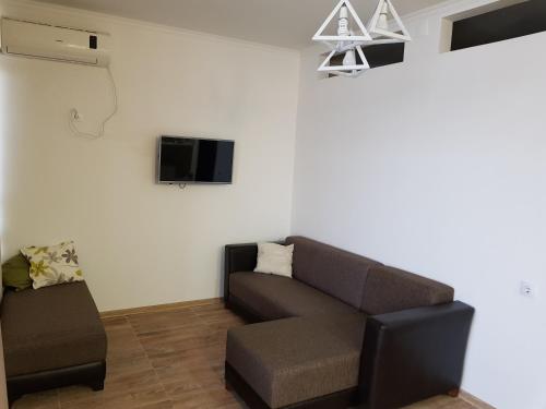 巴統的住宿－Batumi first line apartment，带沙发和电视的客厅