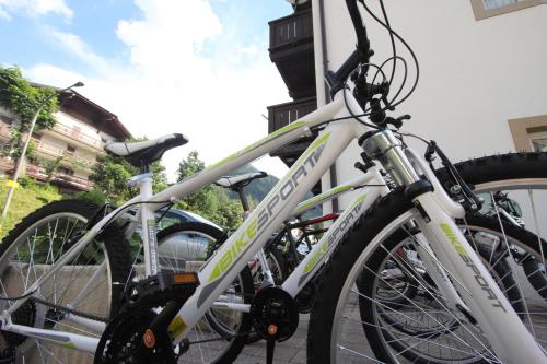 a group of bikes parked next to a building at Hotel Fanes Suite & Spa in Moena