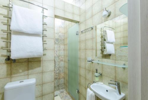 a bathroom with a toilet and a sink at Lepsza Садыба in Bila Tserkva