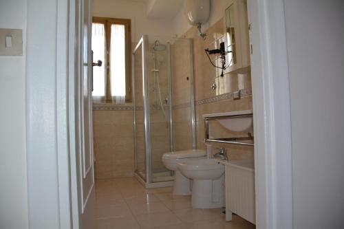 a bathroom with a toilet and a shower and a sink at Andreina a San Pietro Apartment in Rome
