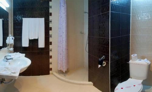 een badkamer met een toilet en een wastafel bij Hotel Colosseum in Sunny Beach