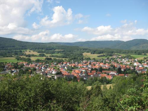 a view of a town in the hills at FeWo Hage in Langelsheim