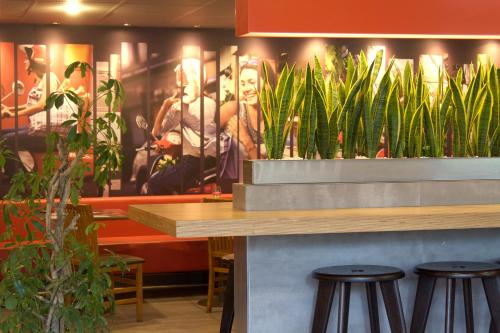 a restaurant with potted plants on the wall at ibis Paris Porte d'Italie in Paris