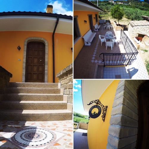 a collage of photos of a house with stairs and a patio at Chalet negli ulivi in Silvi Paese