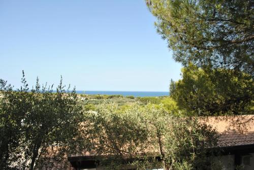 a view of the ocean from a house with trees at Viestemare Resort & SPA in Vieste
