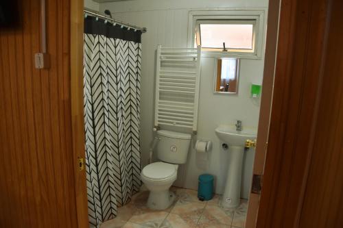 a bathroom with a toilet and a sink at Cabañas Patagonia Insitu in Puerto Natales