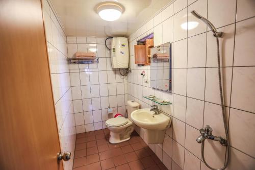 北竿鄉的住宿－芹壁美芹居民宿，一间带卫生间和水槽的浴室