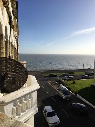 a view of the ocean from the balcony of a building at Albert Rd in Ramsgate