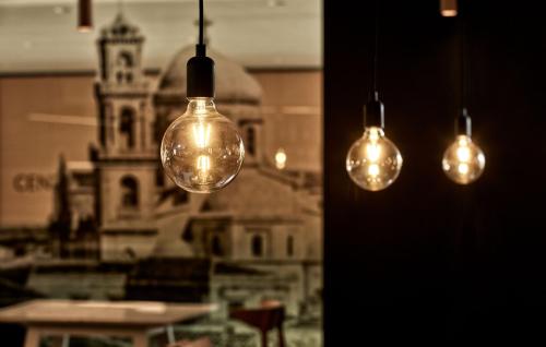 a group of light bulbs hanging in a room at Ibis Styles Heraklion Central in Heraklio Town