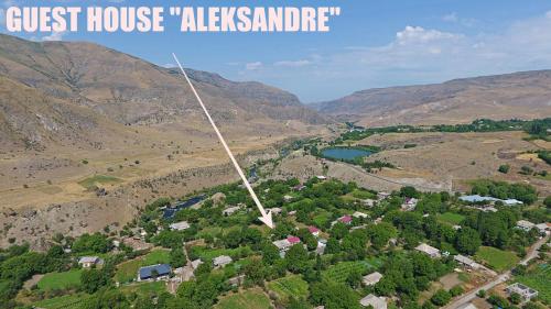 an overhead view of a guest house in the mountains at Guest House Aleksandre in T'mogvi