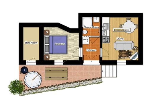 a floor plan of a small house at Valley View Apartment in Kambreško