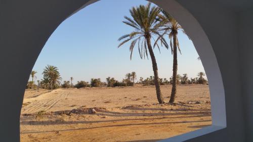 an archway with a palm tree in the desert at Dar Chick Yahia Ile De Djerba in Mezrane