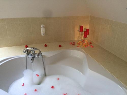 克萊佩達的住宿－普洛姆納達酒店，浴室设有浴缸和水龙头