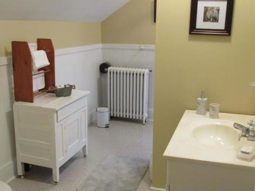 a bathroom with a sink and a mirror at Burnbrae Farm & Paradise Inn in Bridgetown