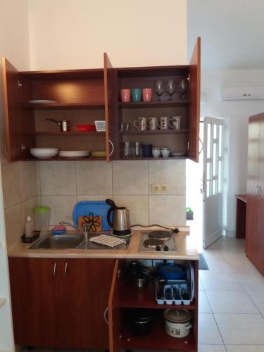 a kitchen with a sink and a counter top at Apartments Boris in Omiš